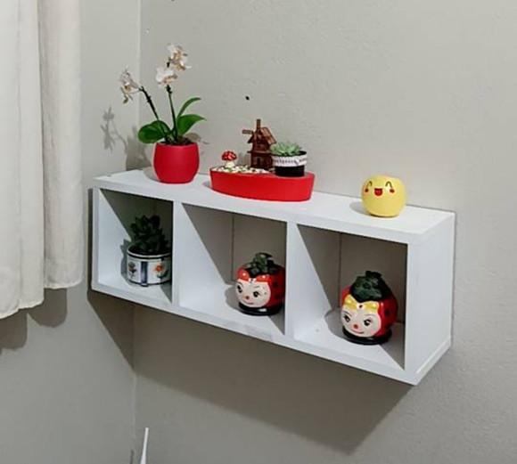 Nicho Triplo 60x20x10 Decorativo 100% mdf Branco