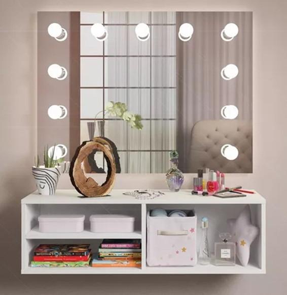 Penteadeira Camarim Suspensa Branca p/ Quarto mdf Branco