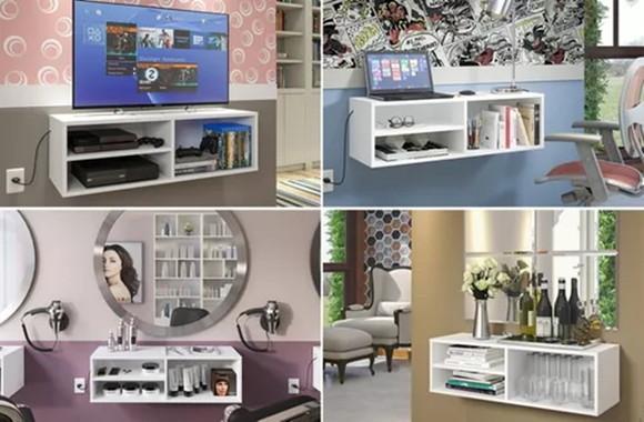 Penteadeira Camarim Suspensa Branca p/ Quarto mdf Branco
