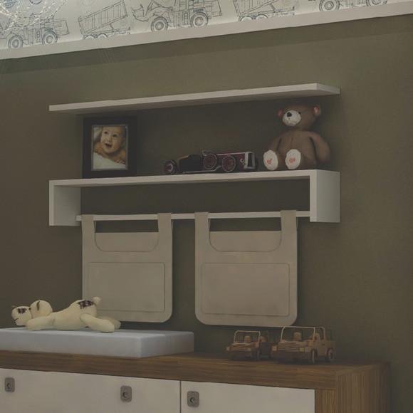 Porta Fraldas com Prateleira 100% mdf Branco