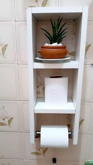 Porta Papel Higiênico Triplo Branco Suspenso 100% mdf