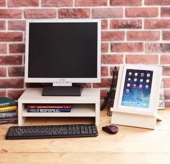 Suporte Monitor Notebook Prateleira para Livros, mdf - Mesa