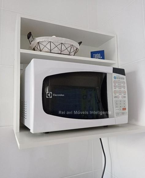 Suporte para Microondas com Nicho Branco Forno mdf Suspenso