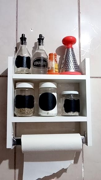 Suporte Rolo Papel Toalha Suporte Cozinha e Porta Tempero