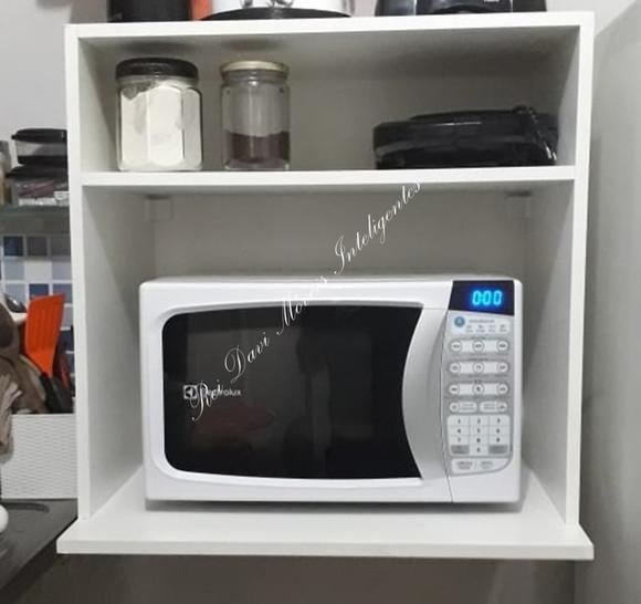 Suporte para Microondas com Nicho Branco Forno mdf Suspenso