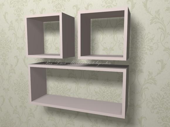 Trio de Nichos para Sala Quarto Cozinha Banheiro mdf Rosa