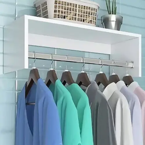 2 Cabideiro Madeira de Parede Organizador Arara 60 cm Mdf.