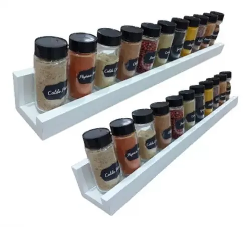 2 Prateleira Decorativa mdf Porta Temperos Condimentos 60cm