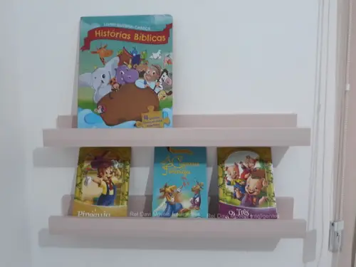 2 Prateleiras para Quadros Decorativa Livros Infantil Rosa