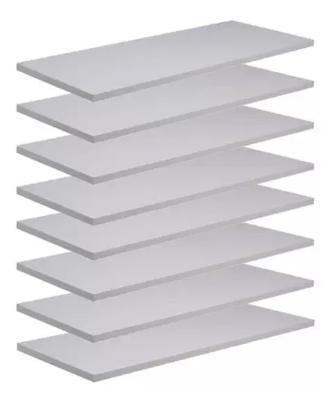 8 Prateleiras mdf 60x15 Lisas e sem Suporte mdf Branco