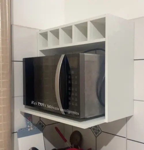Armário para Microondas com Adega mdf Branco 60x50x30/40