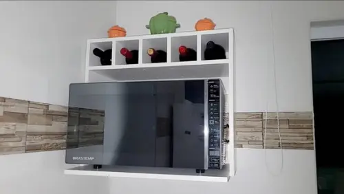 Armário para Microondas com Adega mdf Branco 60x50x30/40
