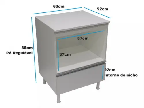Bancada Multiuso 100%mdf 1 Basculante com Tampo Cozinha 60cm