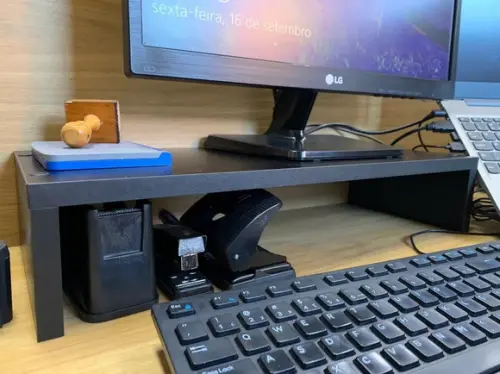 Base Monitor Mesa Escritório Home Office Gamer 50cm Preto.