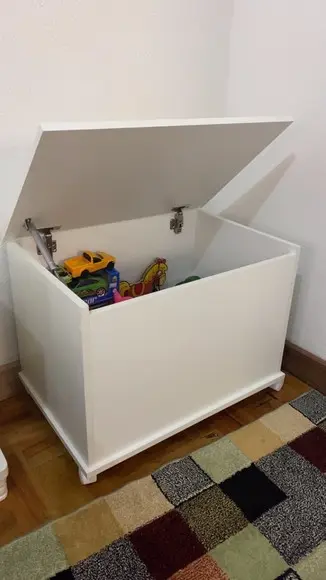 Baú de Brinquedos mdf c/ Rodinhas, Branco Tx - 50 cm Largura