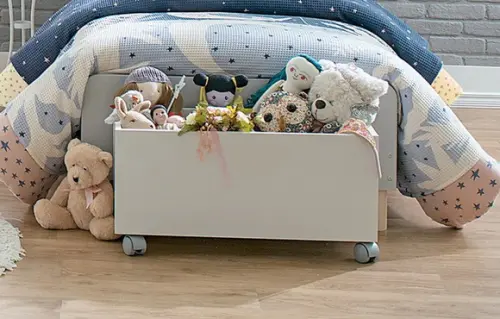 Baú Estante de Brinquedos Montessoriano mdf c/ Rodinhas
