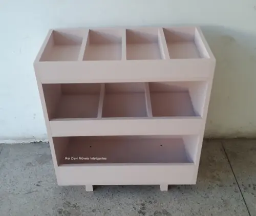 Baú Estante Organizador de Brinquedos Montessoriano mdf Rosa