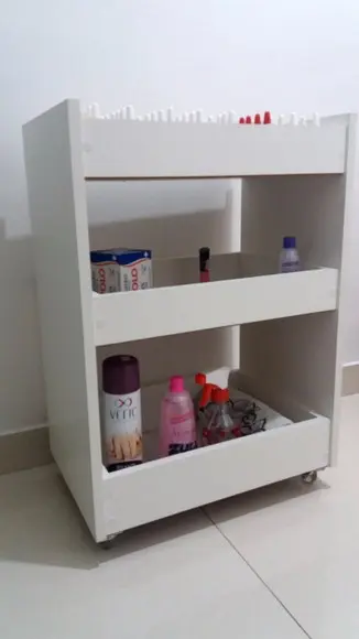 Carrinho Auxiliar para Manicure c/ Rodizio mdf Branco