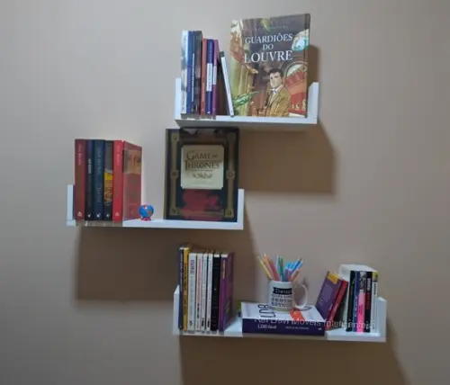 Combo 4 Prateleiras u Decorativa p/ Livros mdf Branco. .