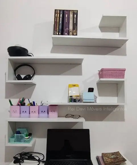 Combo c/ 4 Prateleiras "l" Decorativa p/ Livros mdf Branco