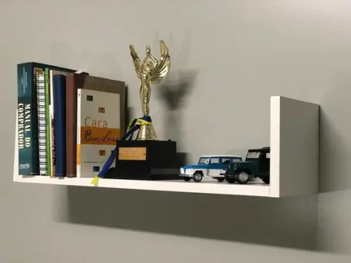 Combo com 4 Prateleiras u Decorativa p/ Livros mdf Branco.