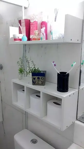 Combo Nicho Triplo + Prateleira Decorativo 100% mdf Branco
