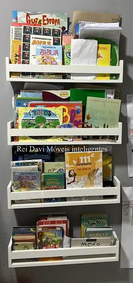 Kit 4 Prateleiras Montessoriana Livros Infantil Branco 60 cm