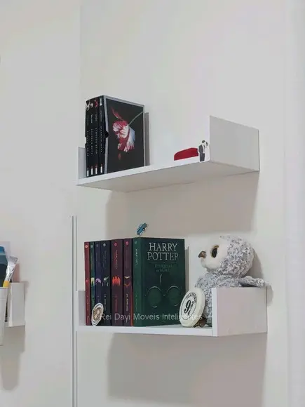 Kit c/ 2 Prateleiras p/ Livros mdf Branco Tx