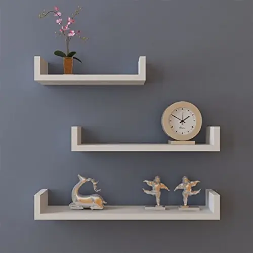 Kit c/ 3 Prateleiras u Decorativa p/ Livros mdf Branco.