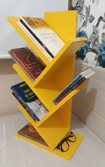 Livreiro Porta Livro Estante de Mesa Prateleira - Amarelo
