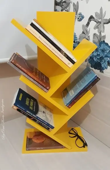 Livreiro Porta Livro Estante de Mesa Prateleira Amarelo