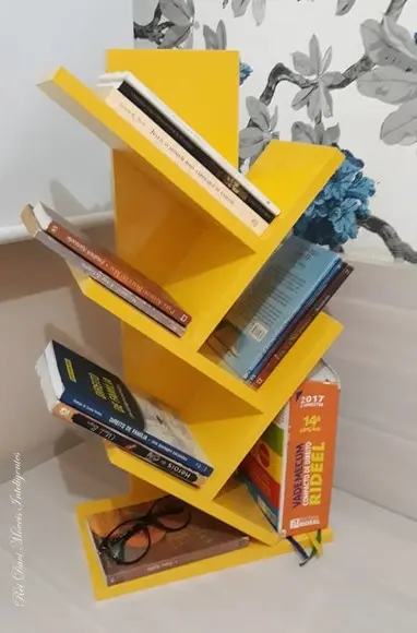 Livreiro Porta Livro Estante de Mesa Prateleira Amarelo Gema
