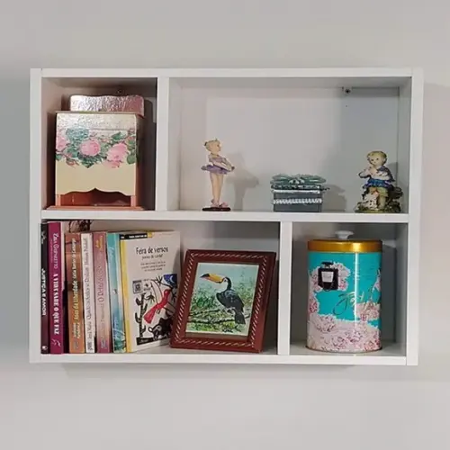 Nicho Cubo Decorativo Quarto Sala 60x40x15 100% mdf Branco