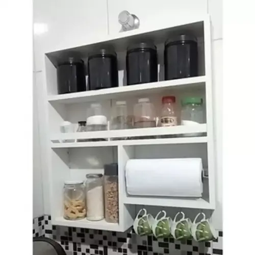 Nicho de Cozinha Porta Tempero com Gancho mdf