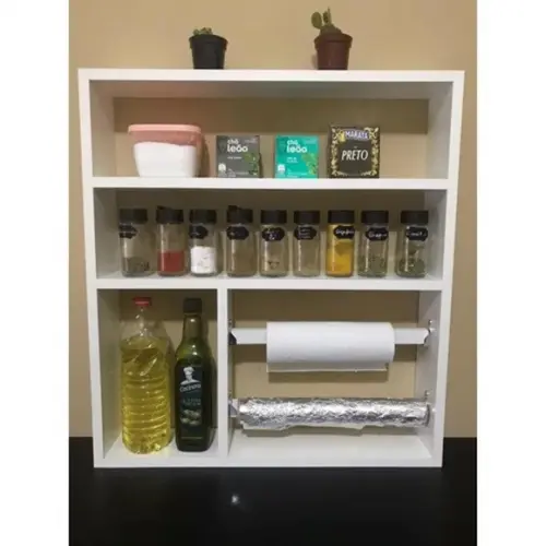Nicho de Cozinha Porta Tempero Papel mdf Branco