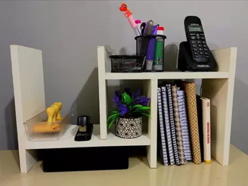 Nicho Organizador Decorativo Mesa Escritório mdf Branco