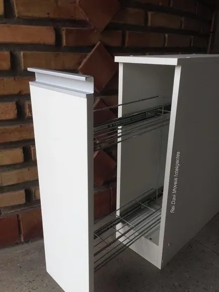 Nicho Porta Óleo e Tempero com Aramado Inox em mdf Branco
