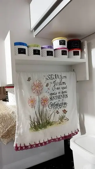 Nicho Prateleira mdf Porta Temperos e Papel Toalha Branco