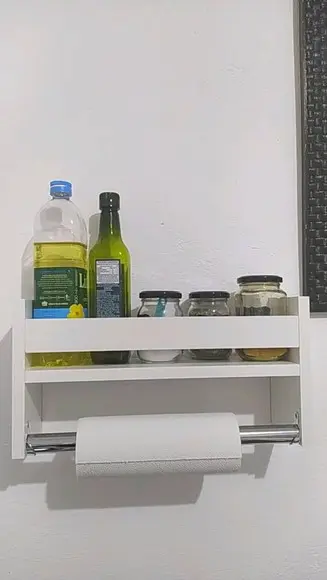Nicho Rolo Papel Toalha Suporte Cozinha e Porta Tempero mdf