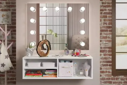 Penteadeira Camarim Suspensa Branca p/ Quarto 100% mdf