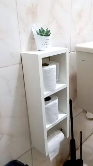Porta Papel Higiênico Triplo Branco Suspenso 100% mdf 15 Pro