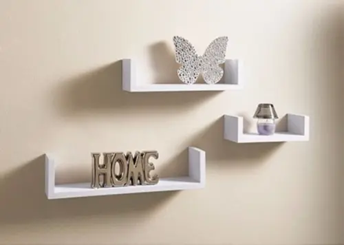 Prateleiras u Decorativa p/ Livros mdf Branco- 3 Unidades
