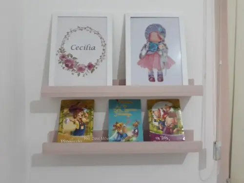 Prateleiras para Quadros Livros Infantil Rosa- 2 Unidades