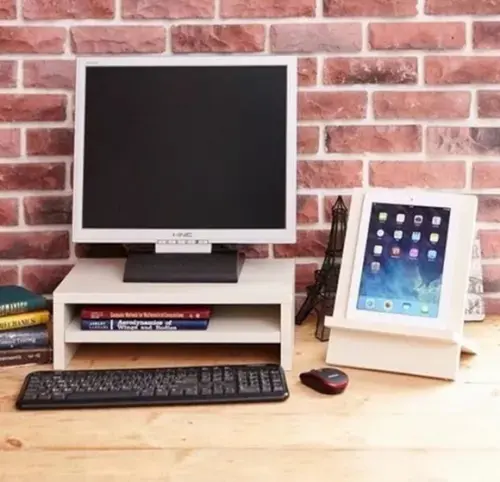 Suporte Monitor Notebook Prateleira para Livros, mdf - Mesa