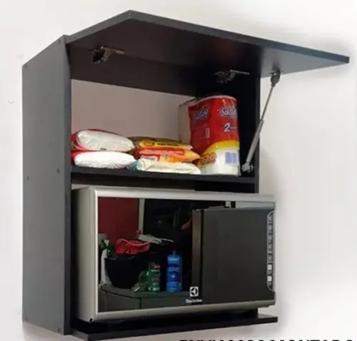 Suporte para Microondas c/ Bascula Preto Forno mdf Suspenso
