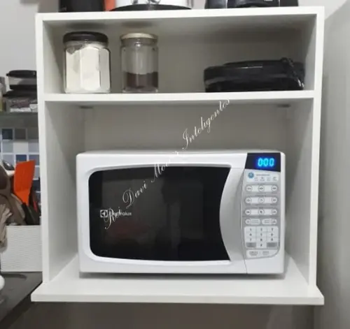 Suporte para Microondas com Nicho Branco Forno mdf Suspenso