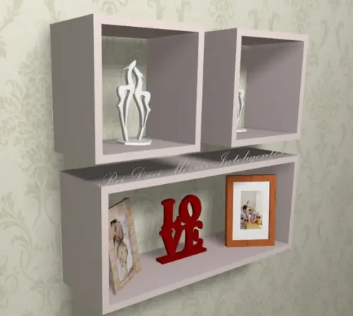 Trio de Nichos para Sala Quarto Cozinha Banheiro mdf Rosa
