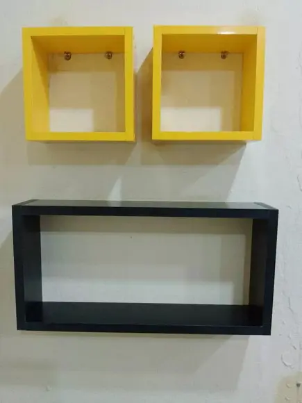 Trio de Nichos Sala Quarto Cozinha Preto Amarelo 12 Prof !