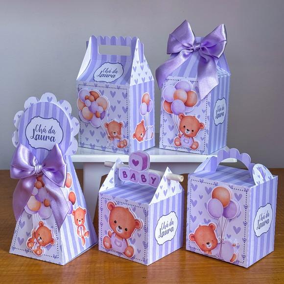 Kit Personalizado Chá de Bebê 3d Lilás PDF Arquivo Digital