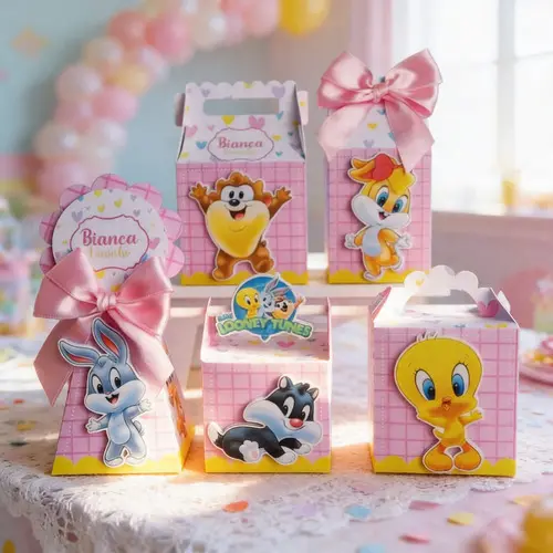 Kit Personalizado Looney Tunes Rosa 3d -PDF- Arquivo Digital